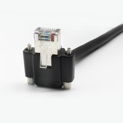 China GigE Cat6 Horizontal Right Angle Screw Lock RJ45 Cable For Basler GIGE-BF Cameras for sale