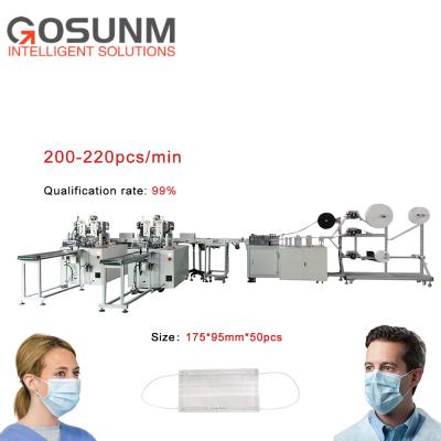 China Factory 180-200pcs/min 3 Ply Pm 2.5 Flat Face Mask Making Machine Fully Automatic for sale