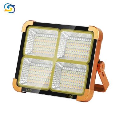 China 100w Solar Power Bank Multi-Function Portable Emergency Work Light Portable Solar Power Bank With Outdoor Flood Light for sale