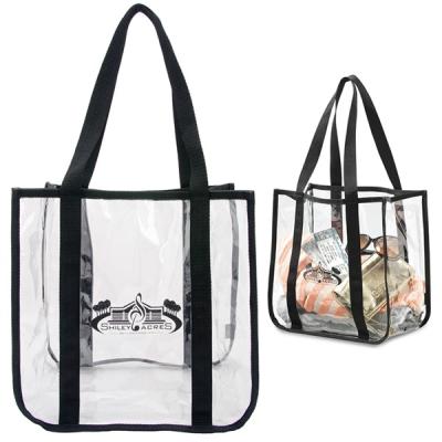 China Durable And Reusable Custom Logo Printing Clear PVC Waterproof Shopping Bags Tote Bag for sale