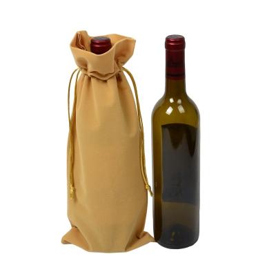 China Wholesale Durable and Reusable Custom Design High Quality Velvet Drawstring Wine Bottle Wine Bag for sale