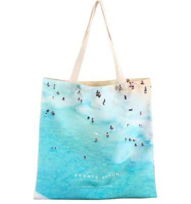 China Hot Sale Handled Personalized Beach Style Cotton Canvas Shopping Tote Bag for sale