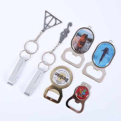 China Viable Wholesale Bulk Custom Beer Bottle Opener Custom Metal Blank Logo Key Ring Chain Wine Key Chain for sale