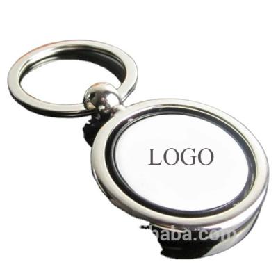 China Souvenir Fancy Gift 2021 Best Gift Around Rotating Sublimation Logo Metal Keychain Custom Made With Crystal Epoxy Resin for sale