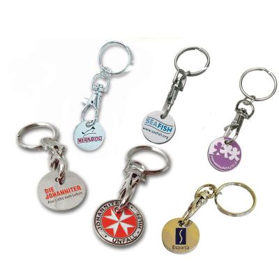 China High Quality Commemorative Trolley Trolley Promotion Silver Double Faced Token Coin Key Chain for sale