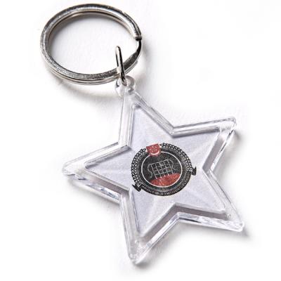 China Cheap Custom Plastic Frame Light Star Shape Mute Key Chain Photo Logo Acrylic Keychain for sale