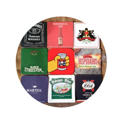 China Sustainable Square Absorbent Paper Cup Coaster , Coffee Drink Cardboard Paper Beer Coaster for sale