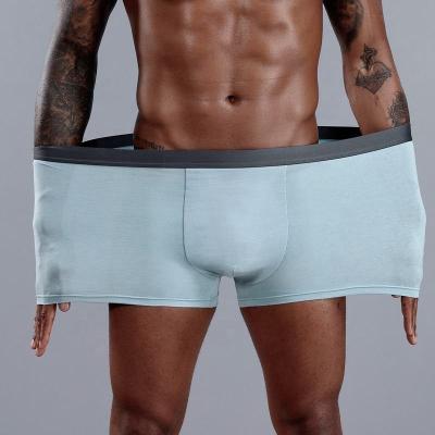 China Mid-waist Antibacterial stylish men's solid color good quality underwear cotton elastic panties plus size boxer for sale