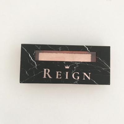 China Recyclable Custom Design Eyelash Packaging Black Eyelash Paper Box With Rose Gold Logo for sale