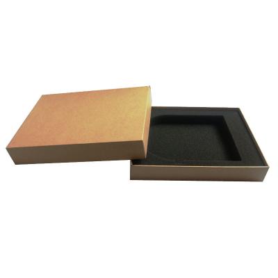 China Recyclable Custom Rigid Luxury Kraft Paper Cardboard Lid Base Style Paper Box Gift Boxes Packing Boxes With Black Sponge for sale