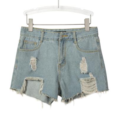 China QUICK DRY Ripped Shorts Women's Summer Thin Section Loose Non-elastic Bleached Denim Hole Hot Shorts for sale