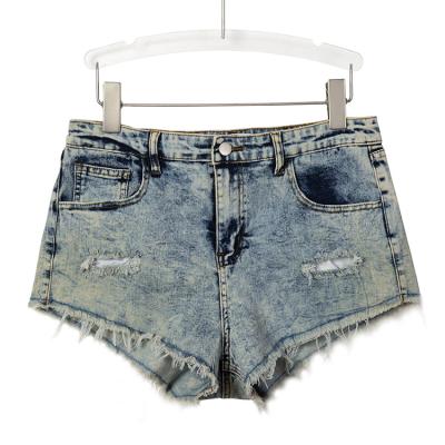 China QUICK DRY Skinny Stretch A Line Summer Hot Pants Ripped Holes Fabric Stir Fried Shorts for sale