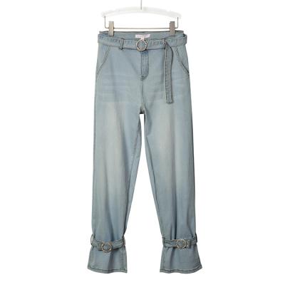 China Spring QUICK DRY Women's Vintage Elastic Denim Pants With Pin Buckle for sale