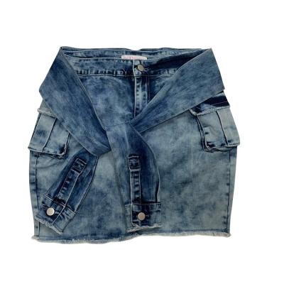 China QUICK DRY Women Fashion Denim Pencil Skirt High Waisted Kick Knee Button Blue Jeans Skirts for sale