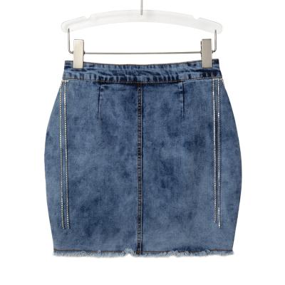 China Anti-static Tight Crotch Skirt With Buttocks Polyester Cotton Diamond Chain Jean Short Skirt for sale