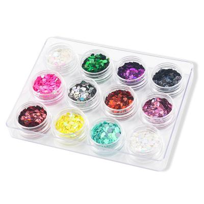 China Hot Wholesale Fashionable Love Sequin Nail Charms 12 Colors Nail Art Ornament for sale