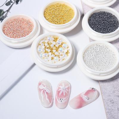 China Fashionable Nail AB Magic Semi Round 3d Pearl Nail Art Decorations DIY Nail Accessories Manicure Tool for sale