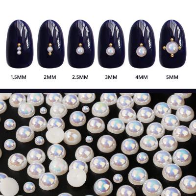 China Fashionable AB Color Beige Acrylic Beads Magic Semicircular Imitation Pearl For DIY Jewelry Making for sale