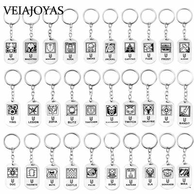 China FASHIONABLE 40Styles Game Rainbow Six Seat Keychains Stainless Steel Dog Tag Car Key Holder Game Figure Chaveiro Charm Jewelry Souvenir for sale