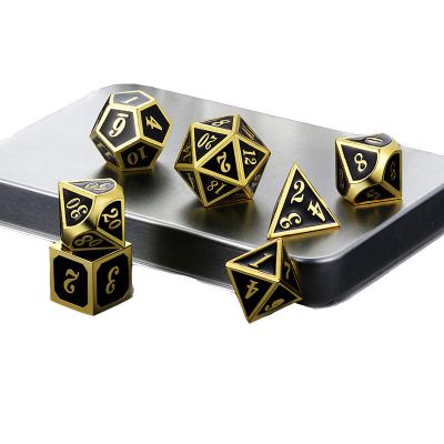 China DND Games Made in China Franco Truck Premium Polyhedral Adult Black with Gold Metal Die Set for sale