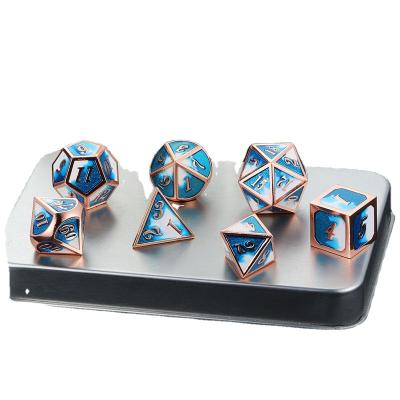 China DND Games Guaranteed Quality Unique Polyhedron Custom Engraved Metal Die Set Box for sale