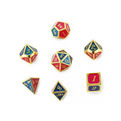 China DND Games Durable Using Coloful Metal Low Price Loaded Blue Pink Mixed Dice Set for sale