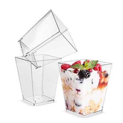 China Food Grade Party Supplies Clear 160ml Mini Square Plastic Dessert Cups for sale