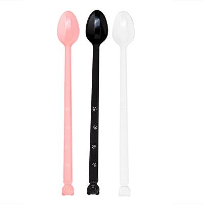 China 230mm Disposable Hard Plastic Spoon Long Handle Disposable Soda For Ice Cream Desserts Coffee for sale