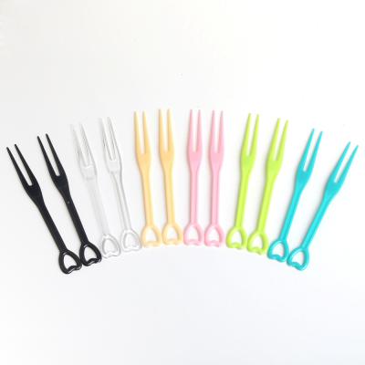 China New Arrival Disposable Mini Cake Table Fruit Colorful Plastic Fork for sale