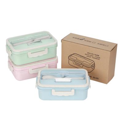 China 100% Fresh Preservation Microwave Heated Biodegradable Wheat Straw Lunch Box Bento Container Tiffin Box Food Storage Food Grade Material for sale