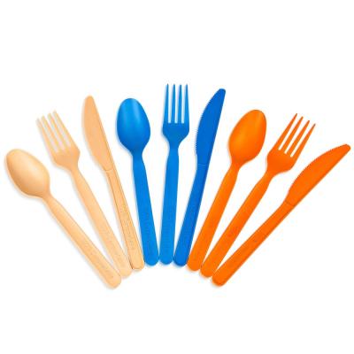 China Wholesale Home/Restaurant/Hotel Cutlery Set With Napkin 100% PLA Knife Fork Spoon Compostable Plastic Disposable Set for sale