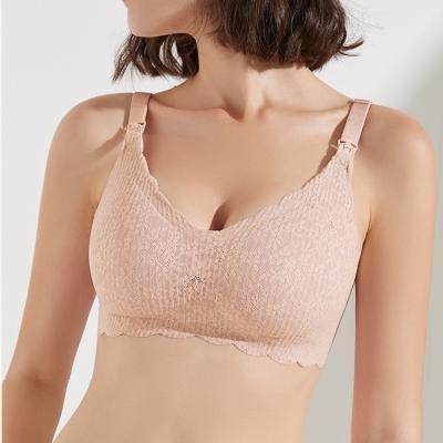 China New Next Hand Front Closure Open Lace Nursing Breathable Free Breastfeeding Bra Wireless for sale