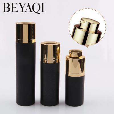 China Custom Double Wall Acrylic Black Airless Cream Serum Cosmetic Bottle 50ml 15ml, 50ml 30ml 15ml Luxury Vacuum Pump Airless Bottle for sale