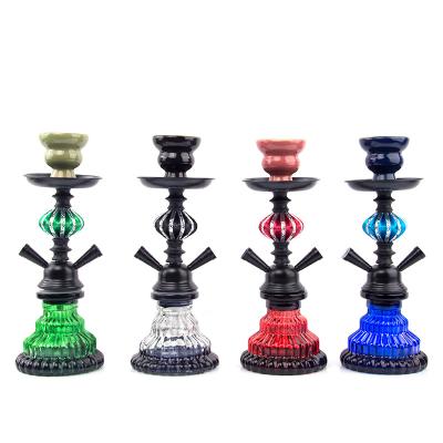 China Wholesale Hookah American Black Hot Glass Shisha Two Pipe Hookah Stem Design Sale Hookah for sale