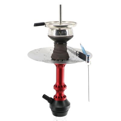 China Red Color Chicha Home Small Size Aluminum Hookah With Click System And Cup Clear Vase for sale