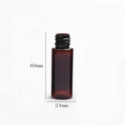 China Round 20ml PET Lotion Bottle Mini Cosmetic Skin Care White Plastic Lotion Bottle Small And Amber Gold / Silver Aluminum Screw Cap for sale