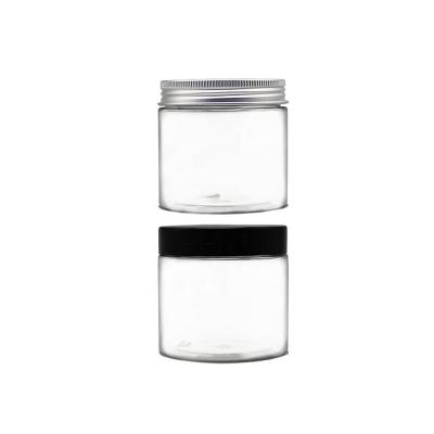 China Clear 180ml Color PET Cosmetic Wide Mouth 68/400mm Plastic Cosmetic Jar Creams Container Bottle With Aluminum / PP Plastic Screw Cap for sale