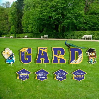 China 2022 Sign, Corrugated Easter Decoration Campus Ceremony Lawn Congratulations Slogan Sign Garden Decoration Insert for sale