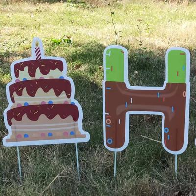 China Plug In 2021 New Chocolate Happy Birthday Ground Yard Letter Decoration Party Supplies With Stake Sign for sale