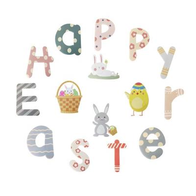 China Hot Selling Customized Waterproof Corrugated Easter Letters Yard Sign Plastic Happy Easter Bunny Chick Sign With Stakes for sale