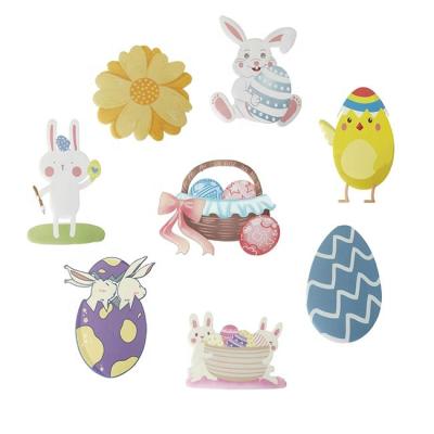 China Outdoor Waterproof Corrugated Plastic Easter Yard Lawn Decoration Sign Bunny Easter Eggs Easter Basket With Stakes for sale