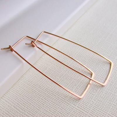 China TRENDY Geometric Circle Korean Earrings Women Rose Gold Rectangle Hoops Earrings Shape Earrings Trend 2021 for sale