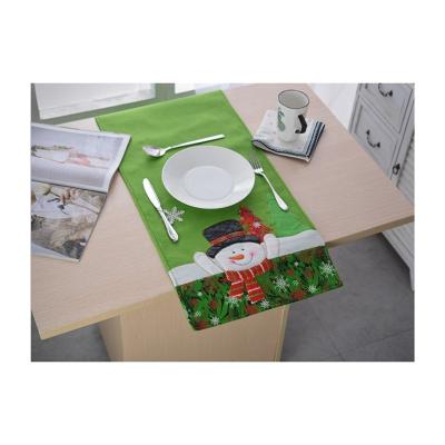 China Other Hot Sale Christmas Snowman Print Green Christmas Dining Table Mat Felt Cloth Placemats for sale