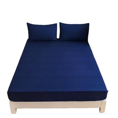 China Navy Blue Simple Single Color Multi-size Designs Bedspread Set Luxury Sheet Cover for sale