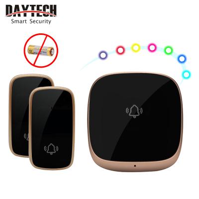 China Daytech DB25 Modern Factory cusotmized EU Plug Self Powered Occurring Wireless Waterproof Doorbell USA UK Self Powered with 2 Button for sale