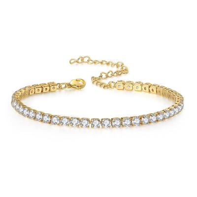 China 2021 new summer sports 4mm zircon CLASSIC gold plated tennis anklet jewelry 14K hip hop unisex anklet chain for women hotsale anklets for sale