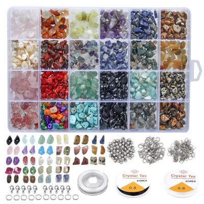 China Natural Crystal 24 Grid Irregular Gravel Stone Beaded Handmade DIY Jewelry Accessory Set for sale