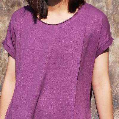 China Superdry Shirt Women T Shirt Purple Short Sleeve Crewneck Canvas QUICK DRY Short Front And Long Back Top Women T Shirts for sale