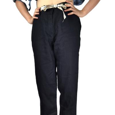 China Superdry QUICK DRY women black straight shirt pant with adjustable waistband casual trousers for lady on daily occasion for sale