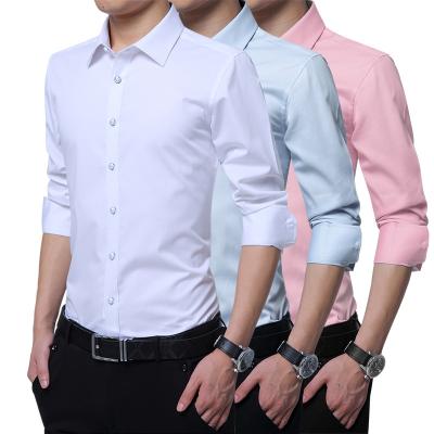 China Autumn Men's Solid Color Breathable Spring And Sleeve Long Shirt Slim Men's Dress Shirt Breathable Business Tooling Shirt for sale